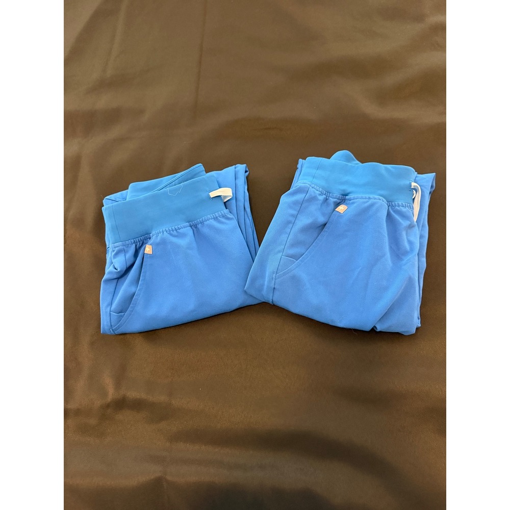 BUNDLE FIGS Blue Scrub Set Zamora Jogger and Casma Straight Leg Pants XS